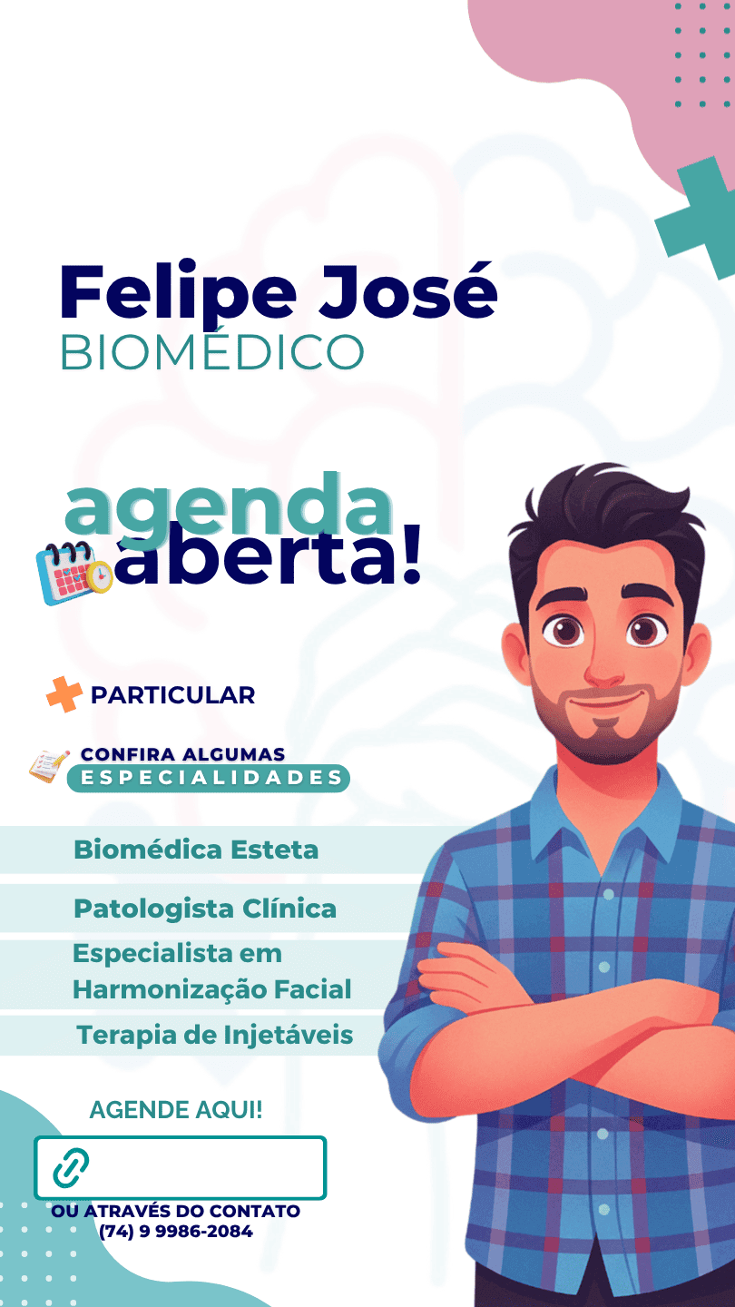 Companion Instagram story for Instituto Desenvolver-TEA introducing a biomedical specialist with an illustrated portrait, using the same teal-and-pink template with a four-item specialty list and a booking call to action